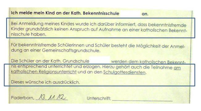 Bekenntniserklärung Bonifatiusschule Paderborn